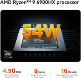 Beelink SER6 MAX Mini PC W11 Pro, AMD Ryzen 9 6900HX(8C/16T up to 4.9GHz), 32GB DDR5 1TB NVME SSD Radeon 680M 12 core 2400 MHz w-f 6/BT5.2/USB4.0 Quad Display Mini Gaming PC Computer