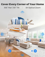 Reolink 5MP Wireless Security Camera Indoor PTZ, Pan Tilt 3X Optical Zoom 2.4/5GHz Dual-Band WiFi, Motion Detection CCTV IP Camera for The Baby, Elder, Pet | E1 Zoom