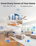 Reolink 5MP Wireless Security Camera Indoor PTZ, Pan Tilt 3X Optical Zoom 2.4/5GHz Dual-Band WiFi, Motion Detection CCTV IP Camera for The Baby, Elder, Pet | E1 Zoom